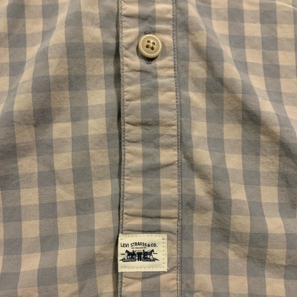 Levis Shirt Mens Medium Grey/Blue Plaid Fall Long Sleeve Casual Pocket Button Up - Picture 6 of 10